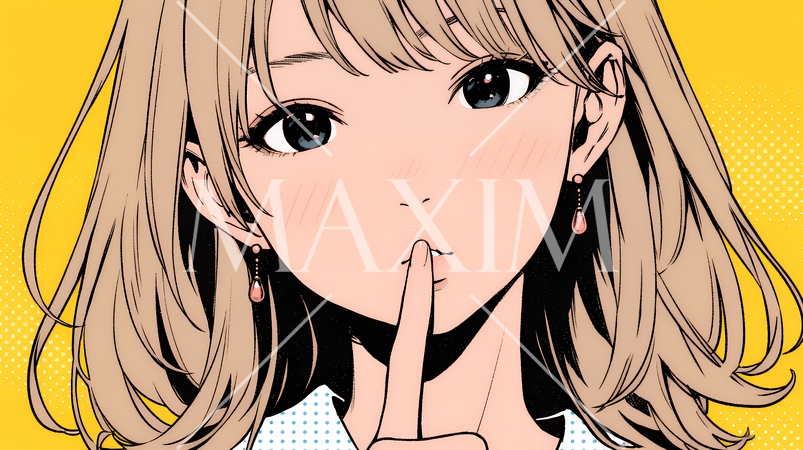 指を唇に当てて「シーShh」というジェスチャーをしている女性