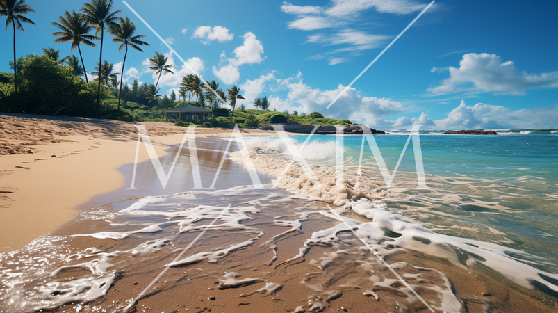 南国の海岸と青い海と青い空