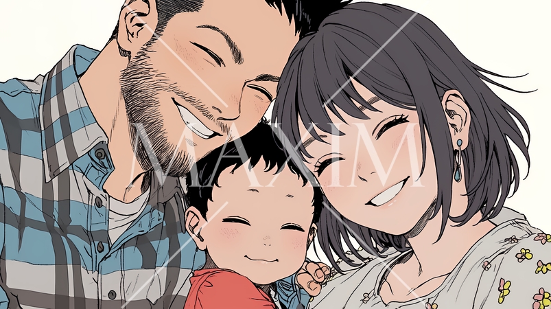 幸せいっぱいの仲の良い夫婦と最愛の幼い息子