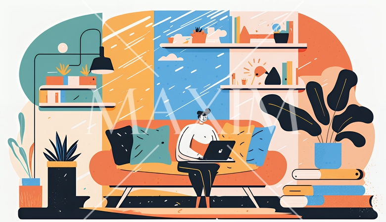 テレワーク／リモートワーク（場所に縛られない働き方）（POPな表現）