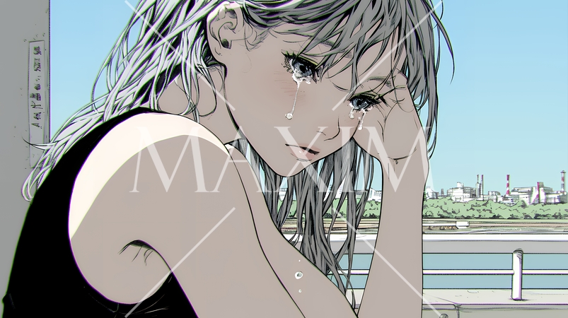 涙ぐむ若い女性