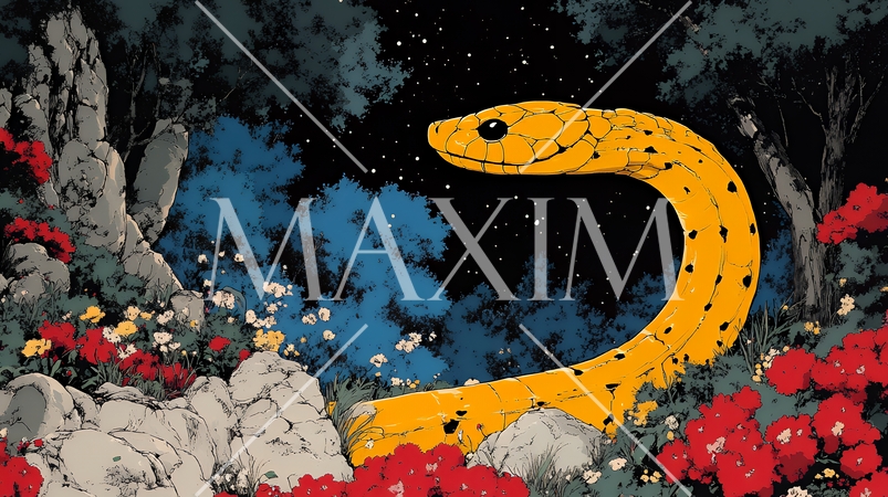 年賀状用のポップなヘビのイラスト