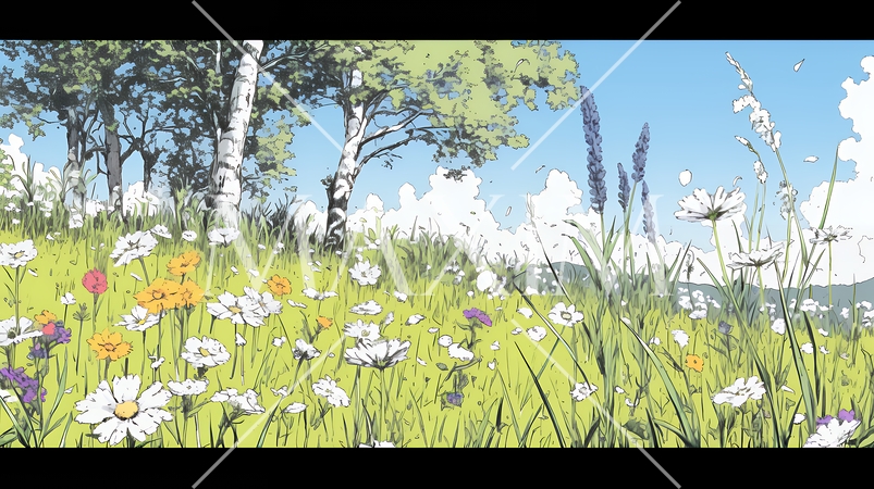 花が咲き乱れる春の野原