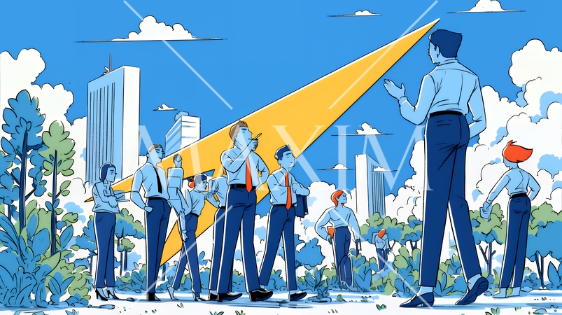 上昇グラフで会社の成長を表すビジネスチーム｜企業発展と成功のビジネスコンセプト