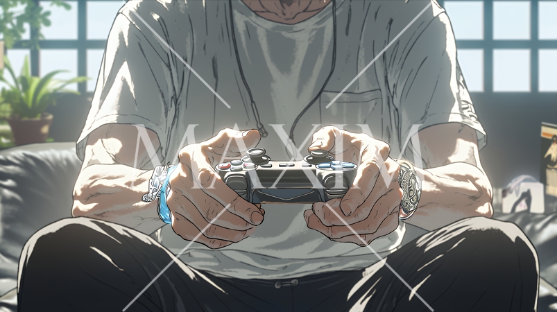 ゲームに集中する男性の手元｜コントローラーを握る若い男性のライフスタイルイメージ