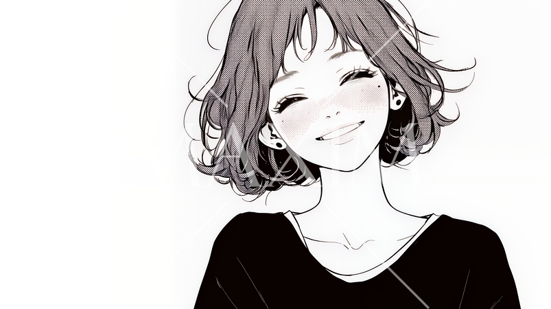 満面の笑みでYesと言っている若い女性（シンプルな色使い）