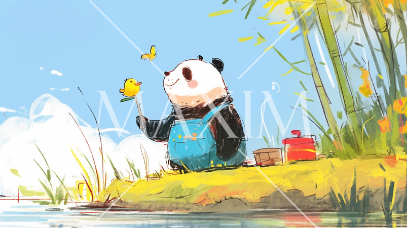 さようなら・元気でね！わたしたちのパンダ（クレヨン＋水彩画風）