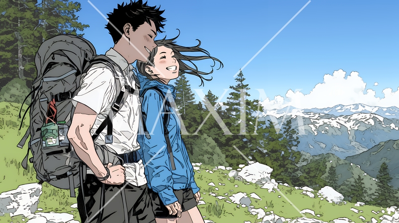 ハイキングを楽しんでいるカップル