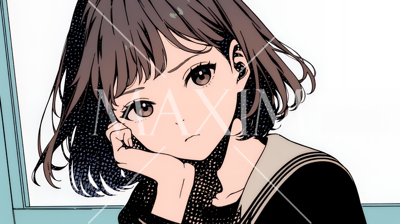 「つまんないの」と不貞腐れている制服を着た女子高生