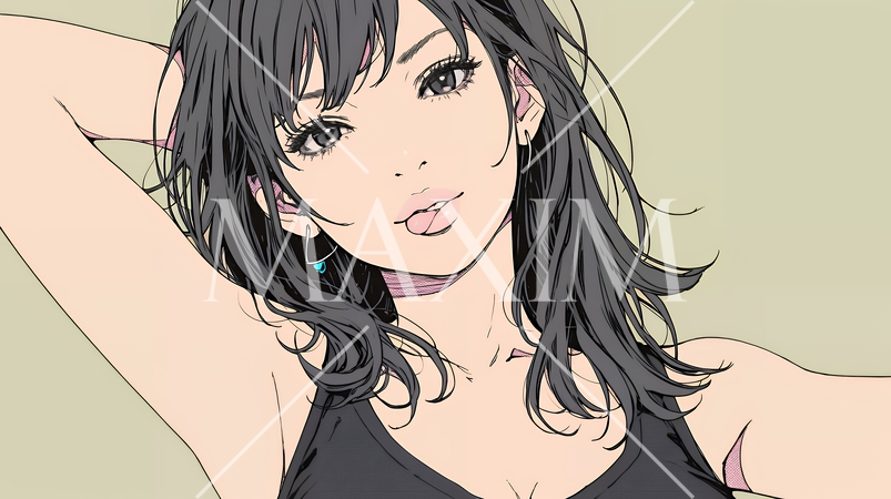 舌をちょっと出して（てへぺろ風）おどけている若い女性