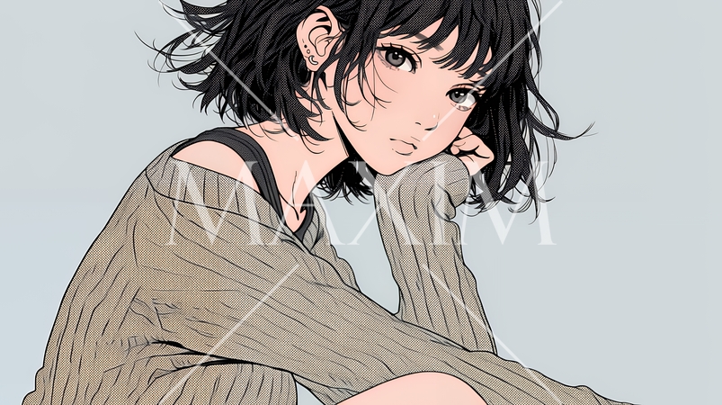 ため息をつく若い女性