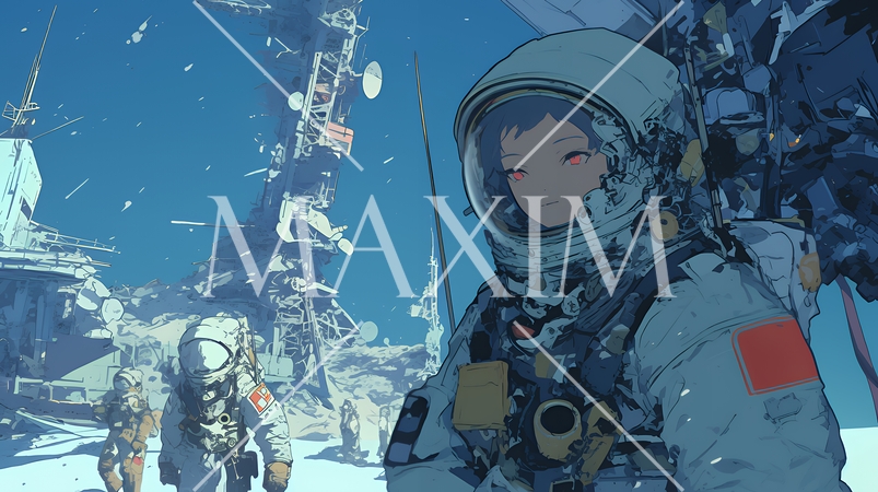 月面（宇宙）基地で作業をしている人たち