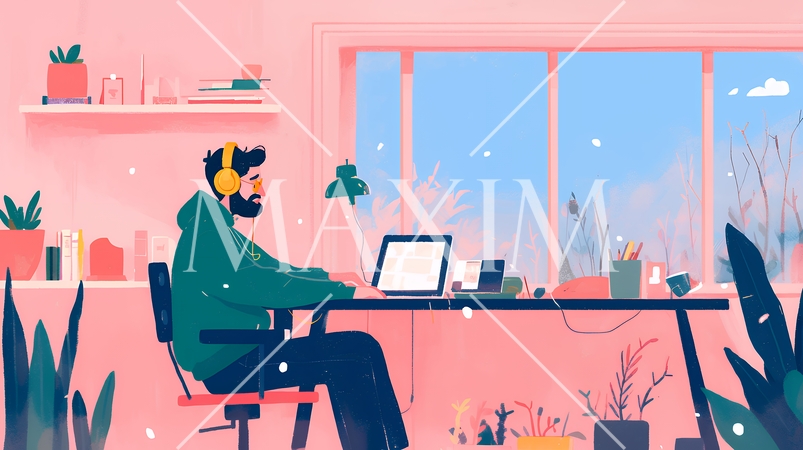 テレワーク／リモートワーク（場所に縛られない働き方）（POPな表現）