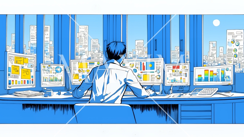 スキルアップで成長するビジネスパーソン｜自己研鑽とキャリア開発のコンセプトイラスト