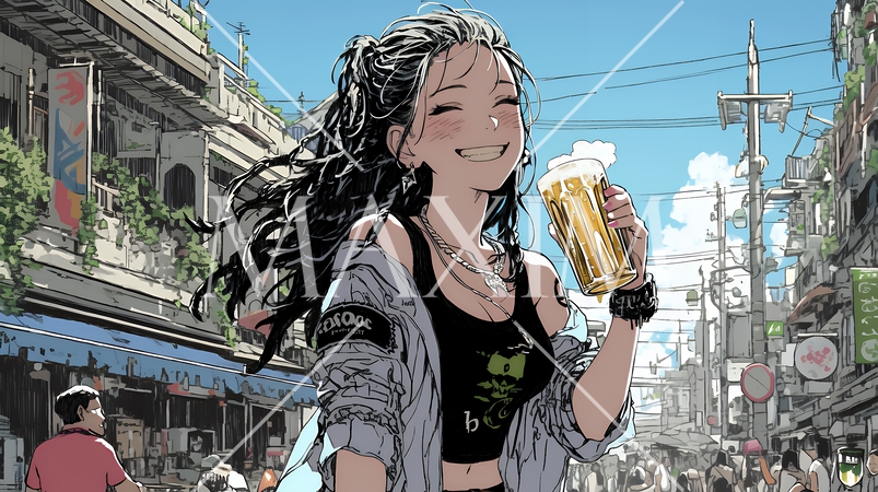 ビールを飲んでいる女性