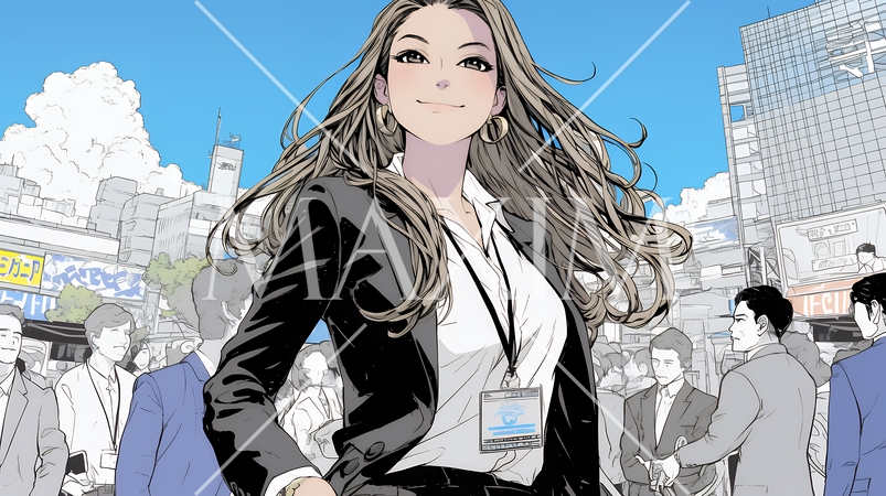 ビジネスフェアに参加しているビジネスウーマン