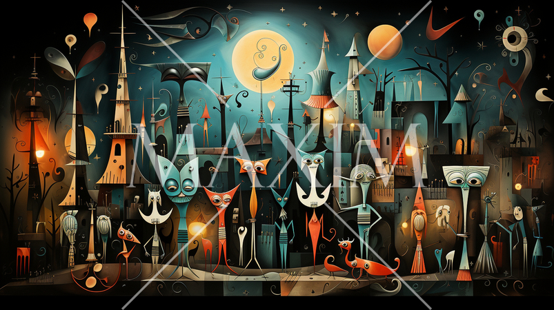 キュービズムな表現のハロウィンパーティ