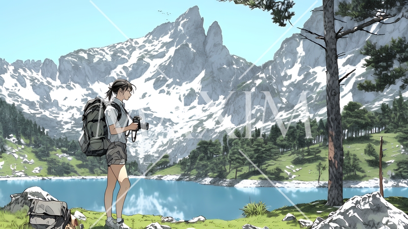 一人で撮影旅行に来ている若い女性