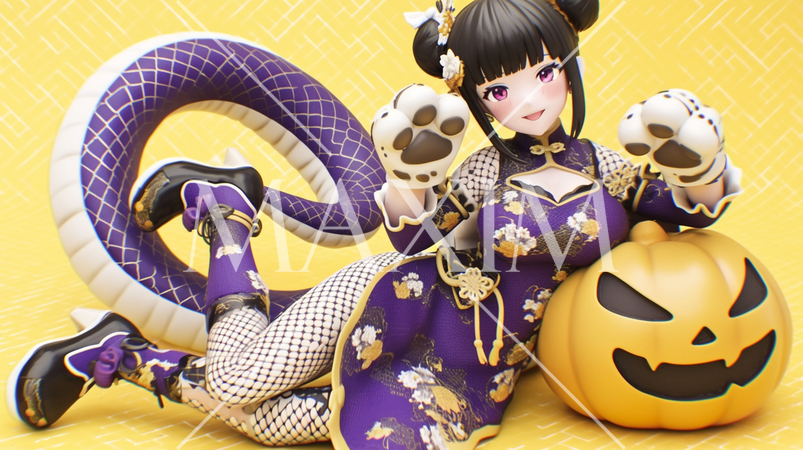 蛇の化身の少女（蛇のコスプレーヤー）ハロウィンにも登場