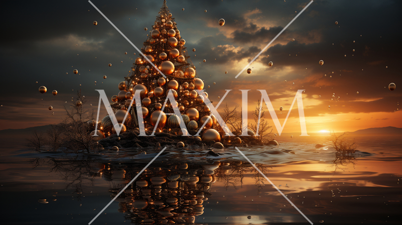 クリスマスツリー：シュールレアリズム的表現の背景画像