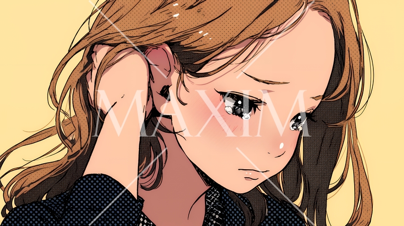 罪悪感に苛まれ、深く反省する若い女性