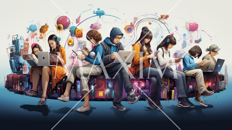 コンピューターと人間の交流：人がデバイスを操作する、情報交換の様子