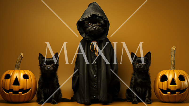 ハロウィンの基本的要素を捉えたミニマルアート（minimalism）な表現：精緻CG