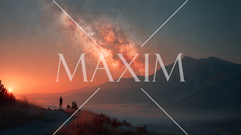 天文学のポスター用図版：天の川とランドスケープ