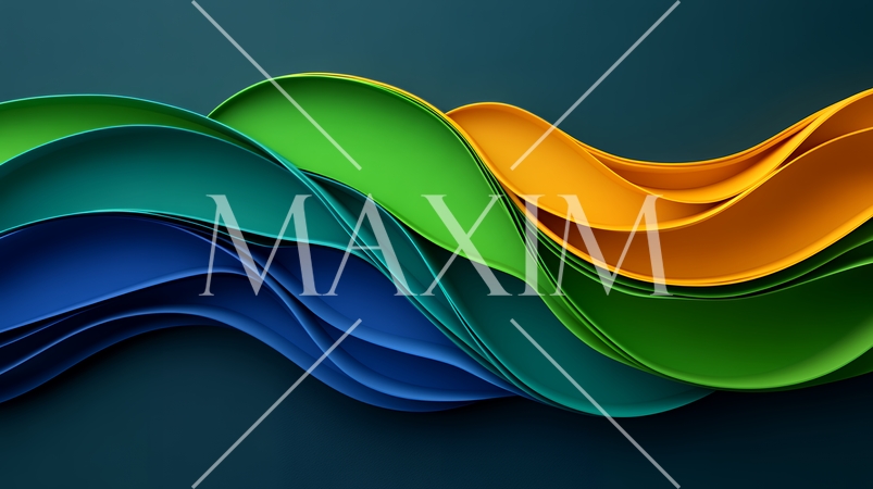 緑色の波型の背景素材