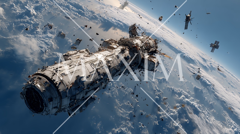 デブリと衝突して破損した人工衛星