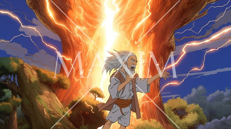 地震雷火事親父：地を揺らし、落雷を引き起こし、猛炎を生み出すことができる超能力を持った親父が登場