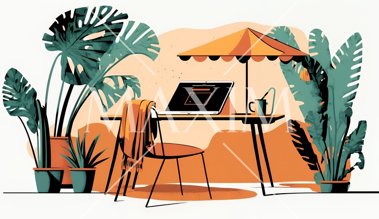 テレワーク／リモートワーク（場所に縛られない働き方）（POPな表現）