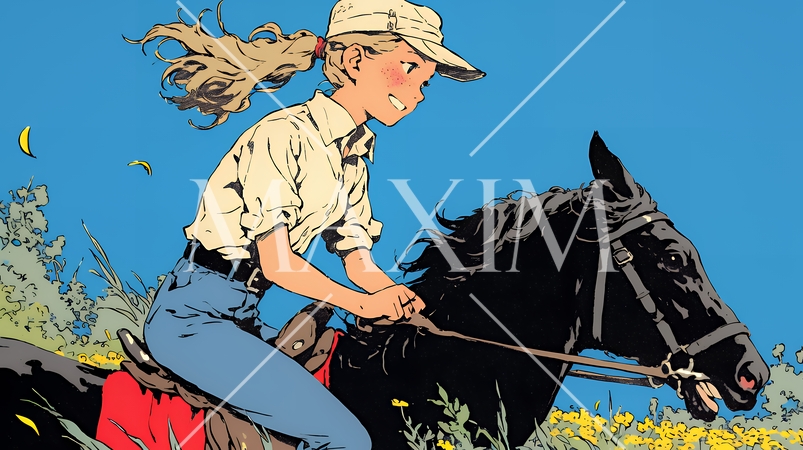 乗馬をしている若い女性