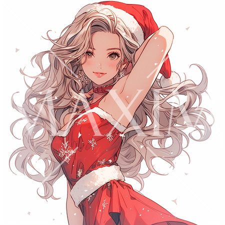 サンタクロースのコスプレをしている若い女性