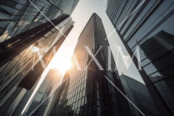 高層ビルを下から見上げた