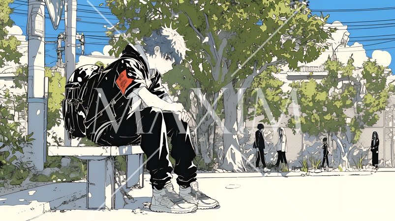 学校でいじめられていじけている男子生徒