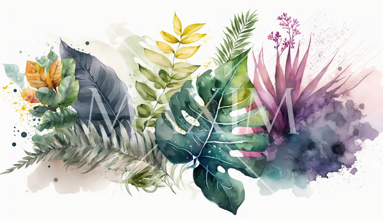 背景や挿絵用の植物の水彩画