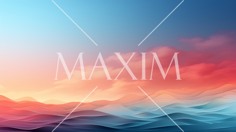 波と空をイメージした幻想的な背景画、カラフルなグラデーション表現：精緻CG