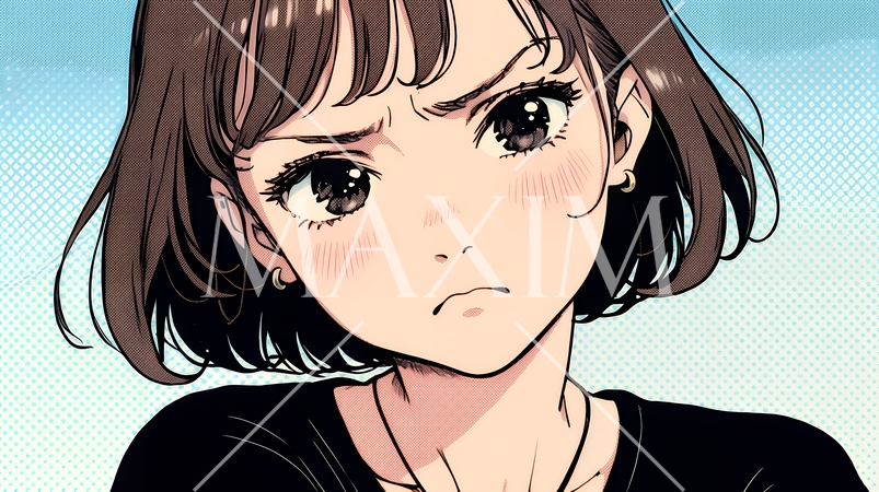 嫌悪の表情を浮かべている若い女性