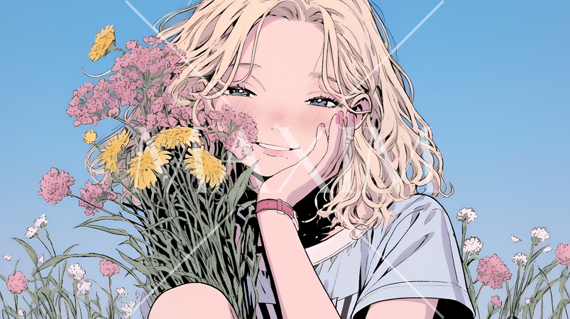 笑顔一杯の若い女性