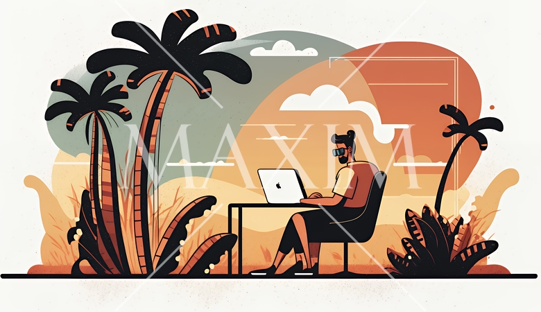 テレワーク／リモートワーク（場所に縛られない働き方）（POPな表現）