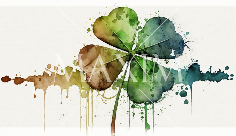 四つ葉のクローバの水彩画