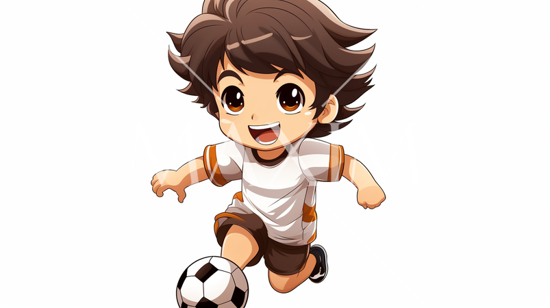 サッカー選手がドリブルをしている