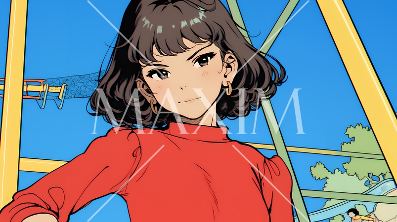 生意気な（挑戦的・自信満々・勝ち誇った）顔をしている女の子