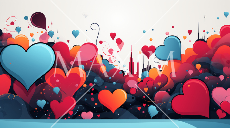 ハートがいっぱいのコピースペースのあるカラフルな背景