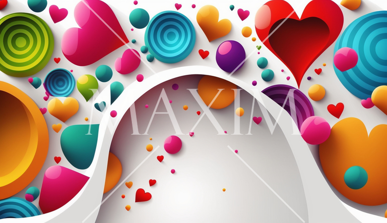 ハートがいっぱいのコピースペースのあるカラフルな背景
