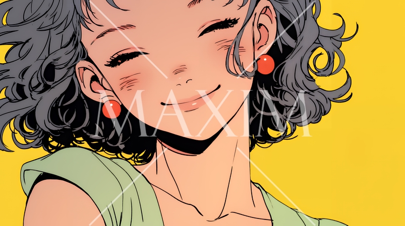 「うふふ」と微笑んでいる若い女性