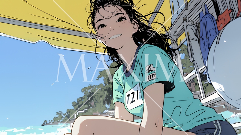 若い女性の海水浴場監視員（ライフガード）