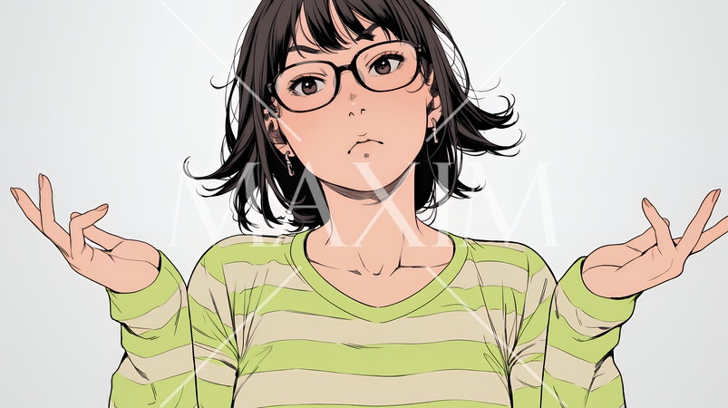 肩をすくめて困惑・諦めの仕草をしている若い女性