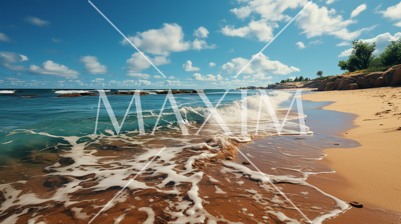 南国の海岸と青い海と青い空